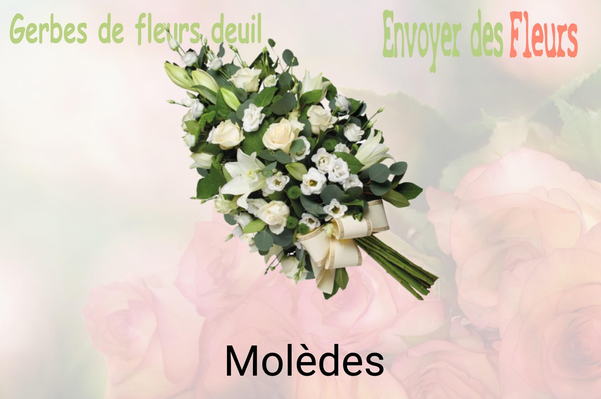 Gerbe de fleurs de deuil livrée à Molèdes